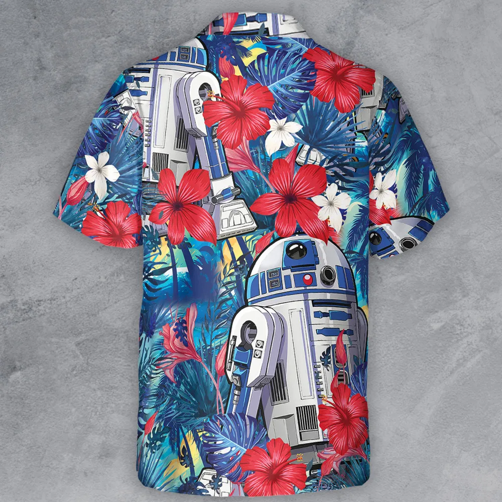 Summer Vacation R2 D2 Tropical Button Down Shirt - 3