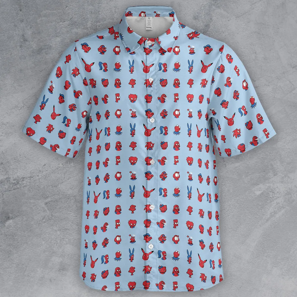 Funny Spider-Man Characters Pattern Button Down Shirt - 2