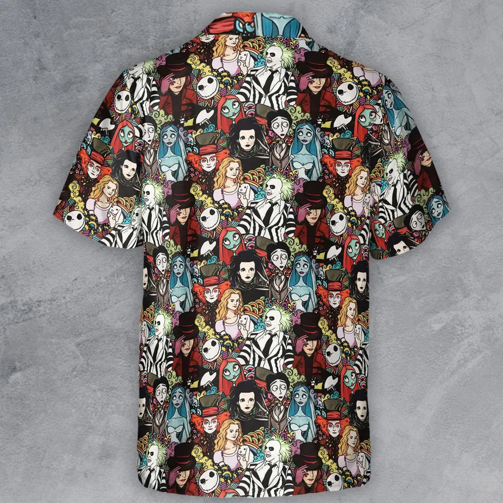 Tim Burton Characters Halloween Button Down Shirt - 3