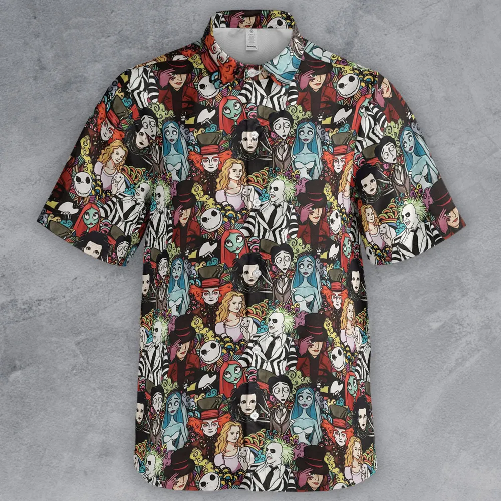 Tim Burton Characters Halloween Button Down Shirt - 2