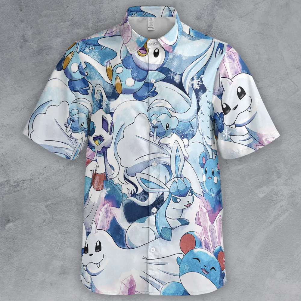 Winter Friends Pokemon Pattern Button Down Shirt - 2