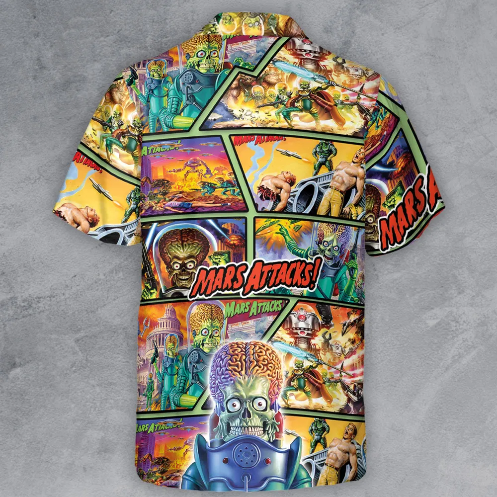 Ack! Ack! Ack! Mars Attacks Button Down Shirt - 3