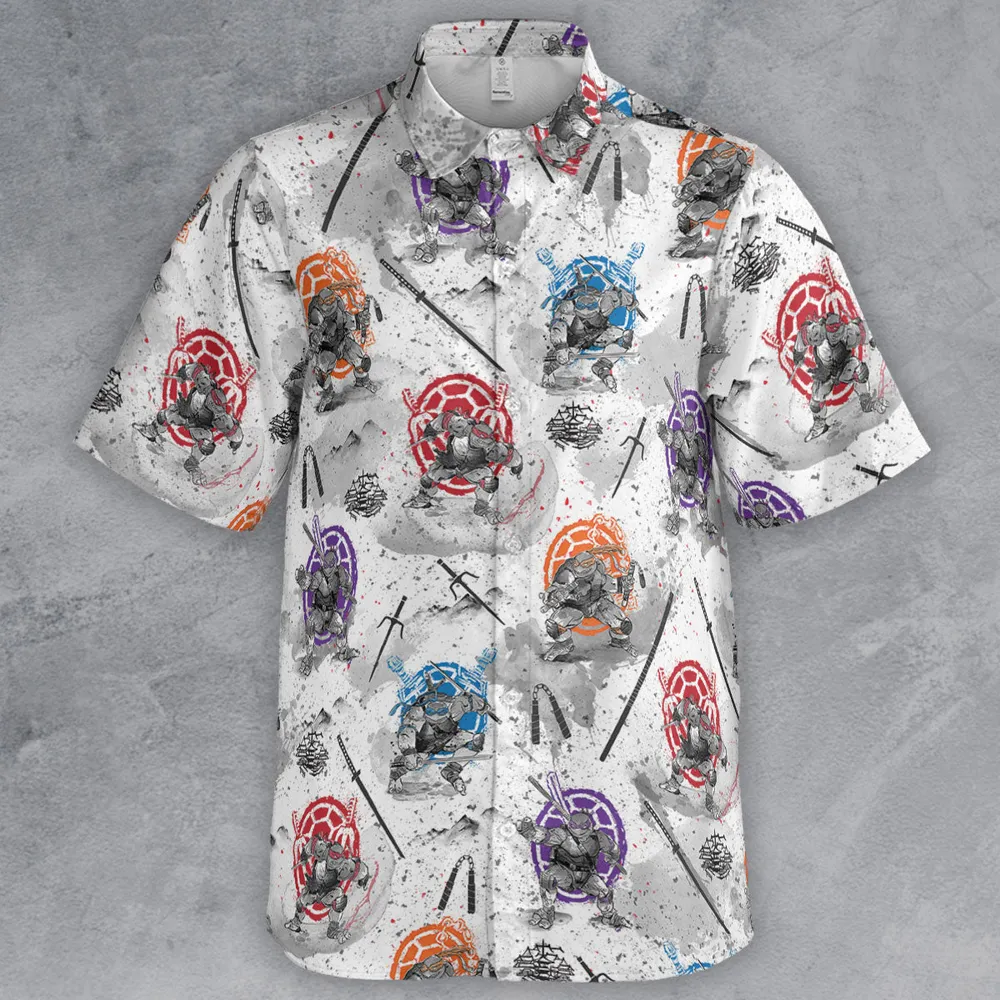 TMNT Characters Sumi-E Pattern Button Down Shirt - 2