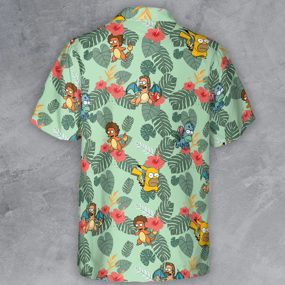 Simpsonmon The Simpsons Pokemon Mashup Button Down Shirt - 3