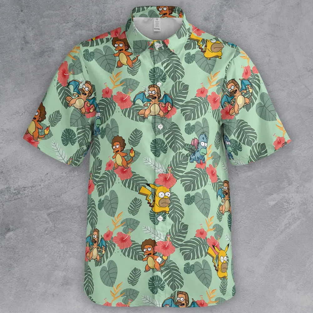Simpsonmon The Simpsons Pokemon Mashup Button Down Shirt - 2