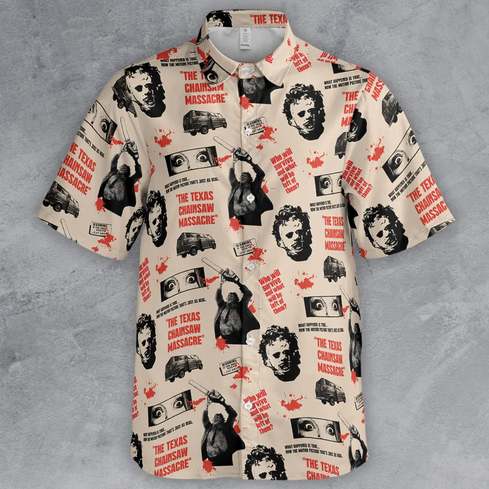 Leatherface The Texas Chainsaw Massacre Horror Pattern Button Down Shirt - 2