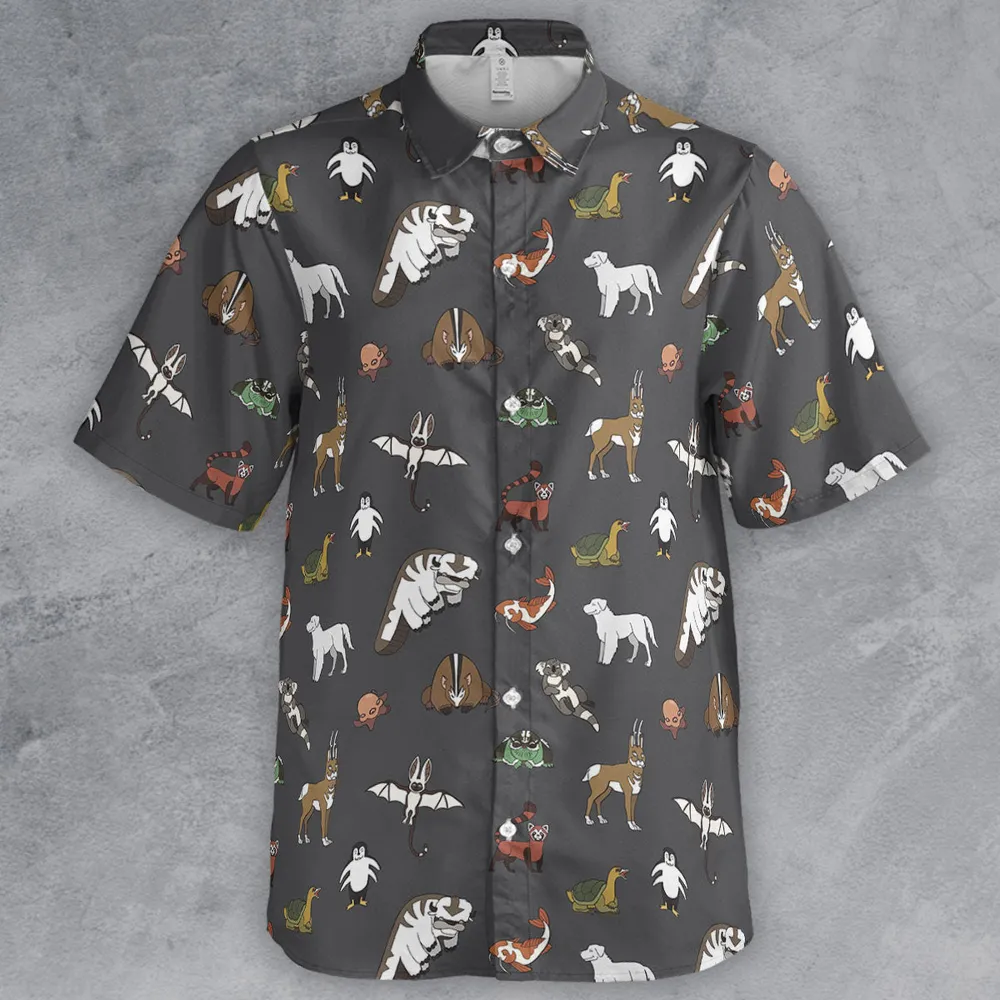Menagerie Appa Sky Bison Momo Naga Pabu Avartar The Last Airbender Button Down Shirt - 2
