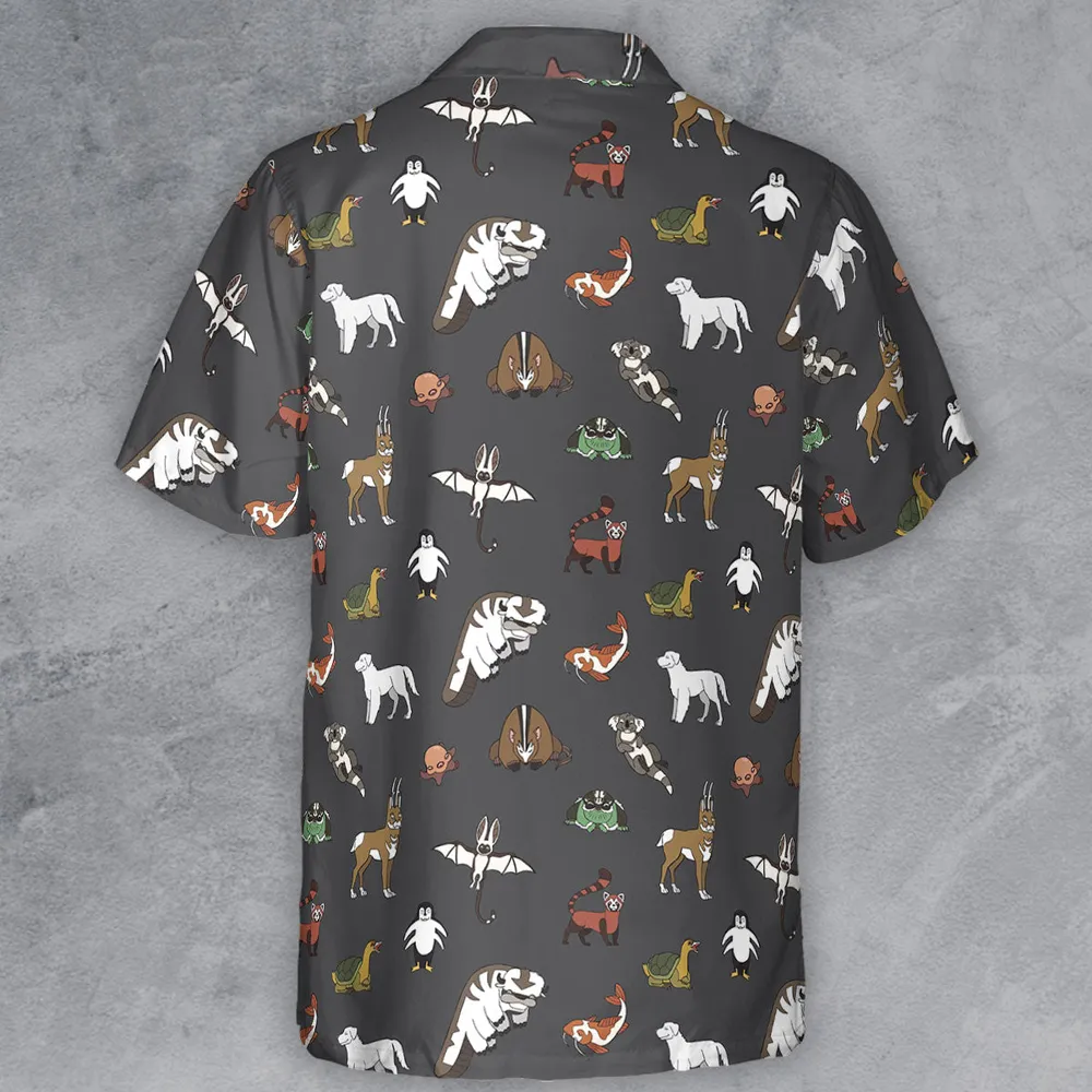 Menagerie Appa Sky Bison Momo Naga Pabu Avartar The Last Airbender Button Down Shirt - 3