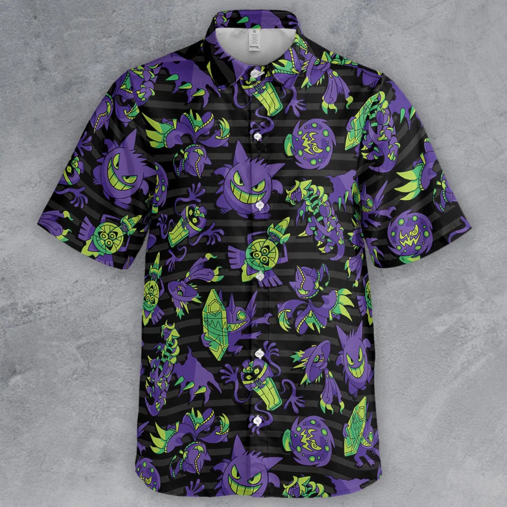 Ghost Type Pokemon Pattern Button Down Shirt - 2