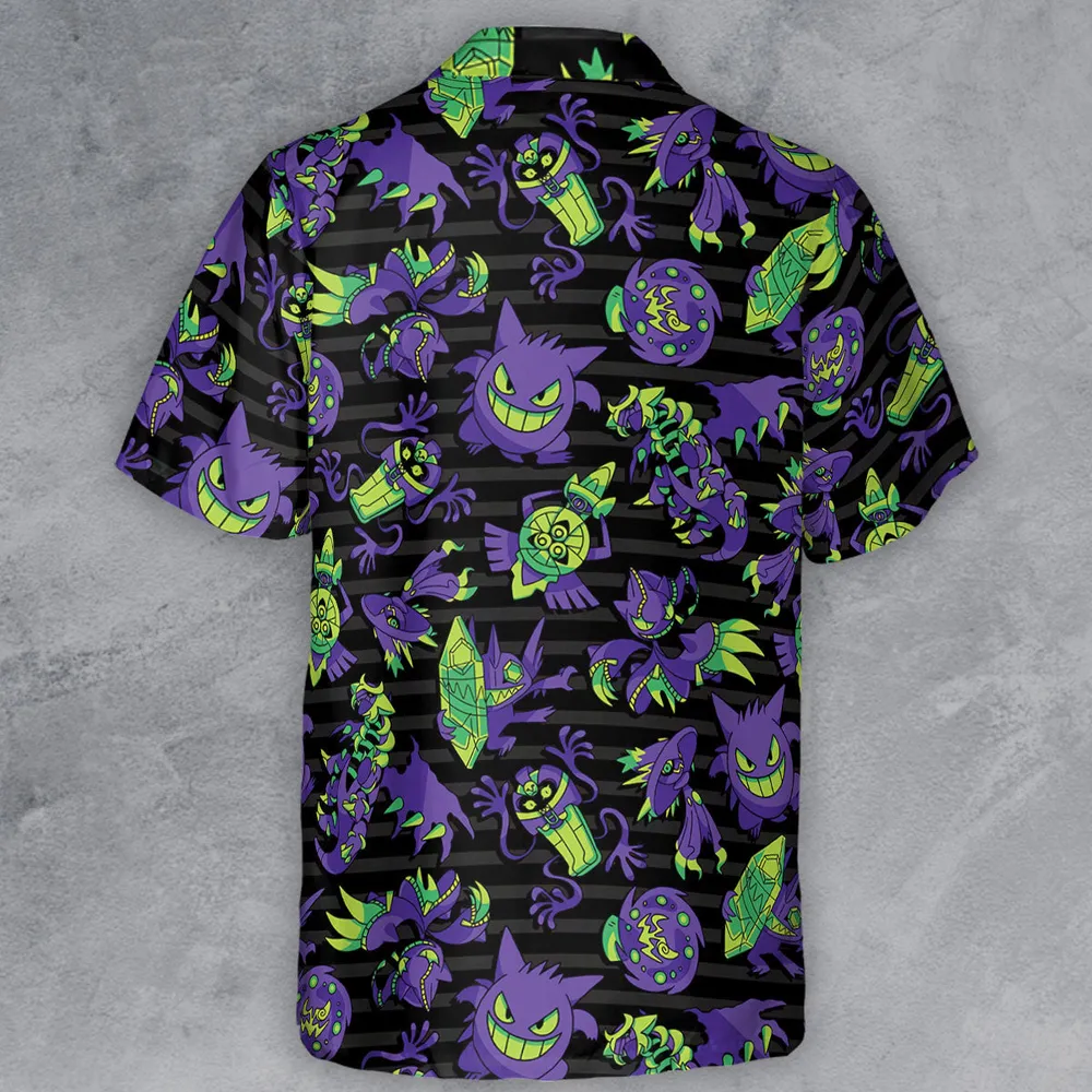 Ghost Type Pokemon Pattern Button Down Shirt - 3
