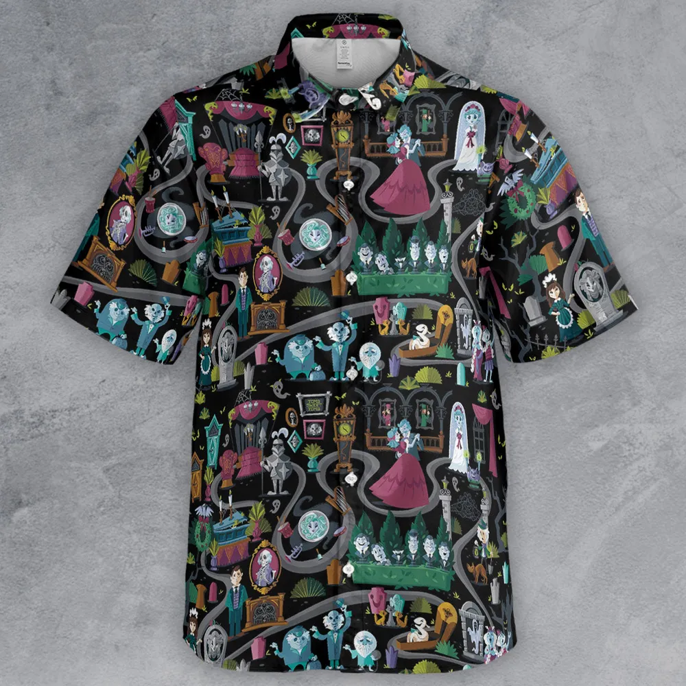 Haunted Mansion Map Button Down Shirt - 2