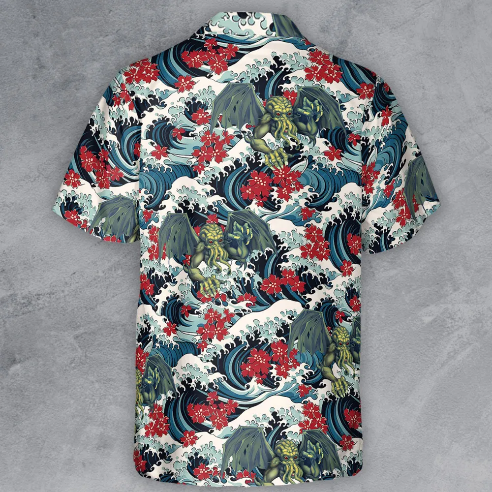 Great Waves Cthulhu Button Down Shirt - 3