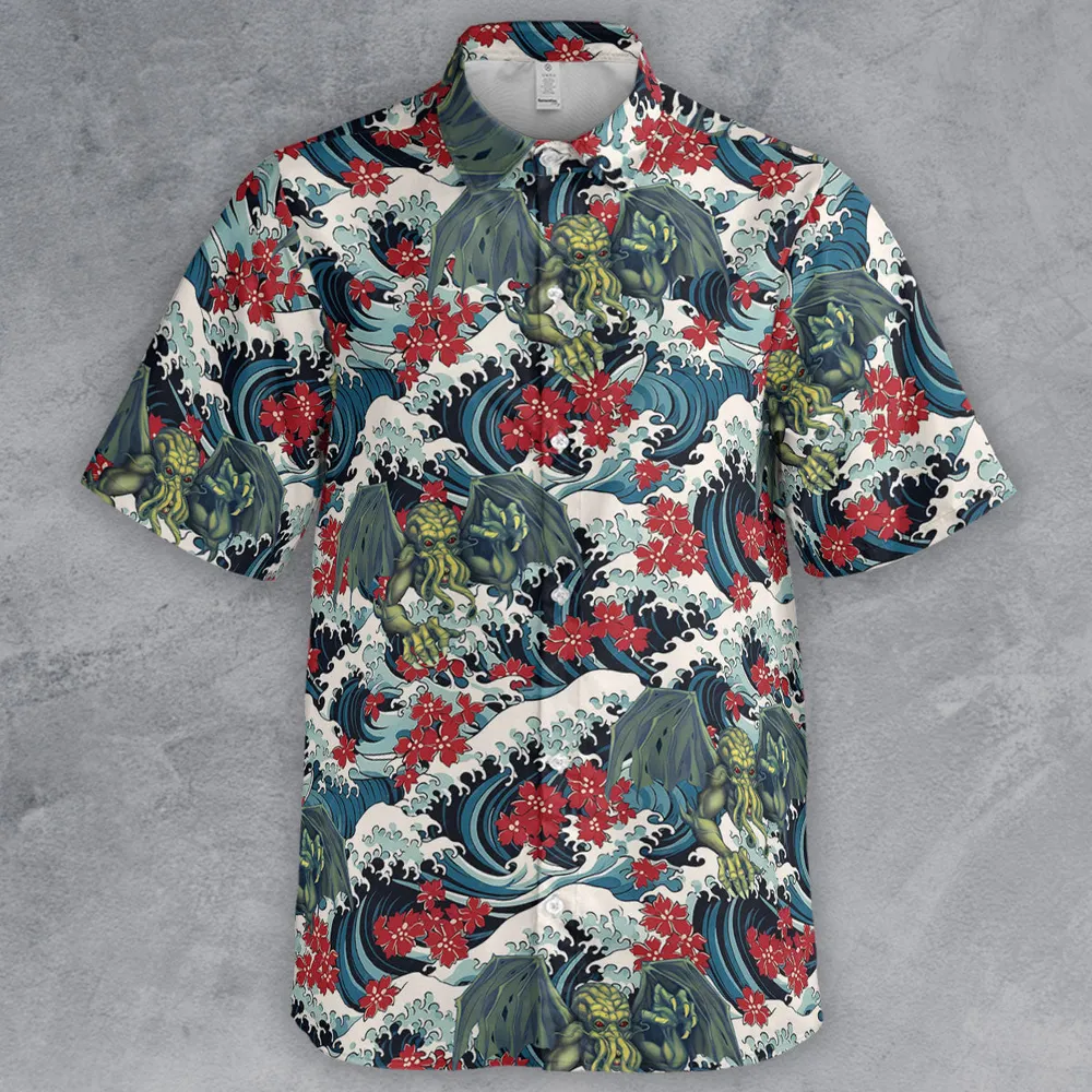 Great Waves Cthulhu Button Down Shirt - 2