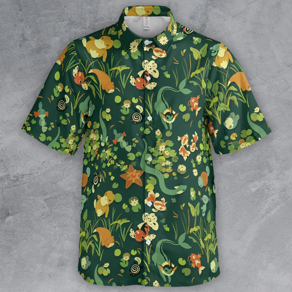 Under Water Type Pokemon Button Down Shirt - 2