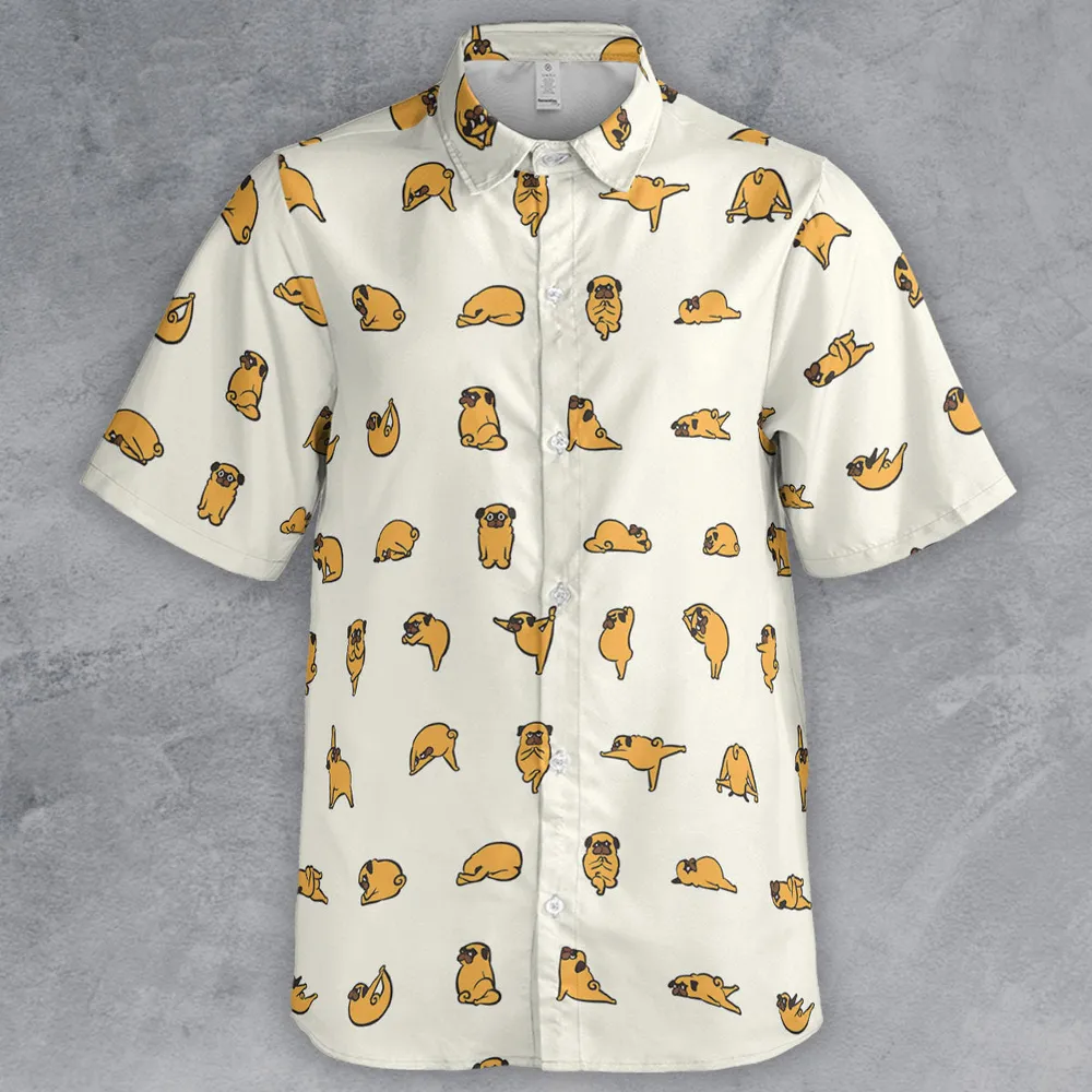Pug Hot Yoga Pattern Button Down Shirt - 2