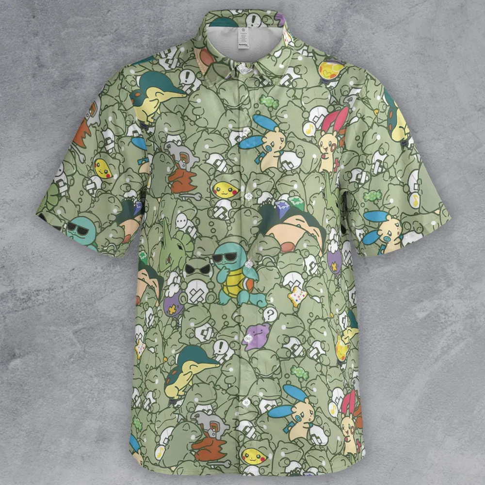 Epic Pokemon Pattern Button Down Shirt - 2