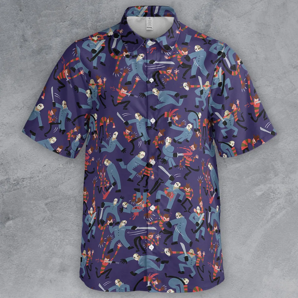 The Battle Freddy vs Jason Nightmare on Elm Street Friday the 13th Button Down Shirt - 2