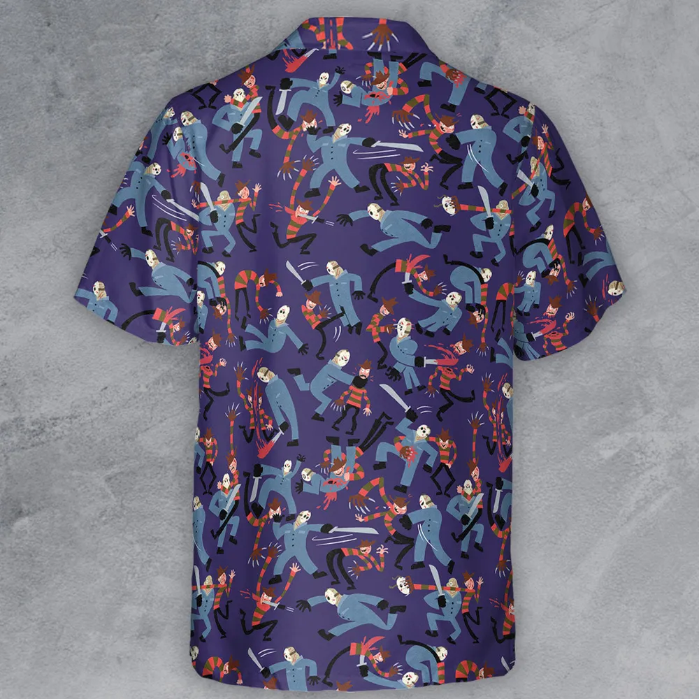 The Battle Freddy vs Jason Nightmare on Elm Street Friday the 13th Button Down Shirt - 3