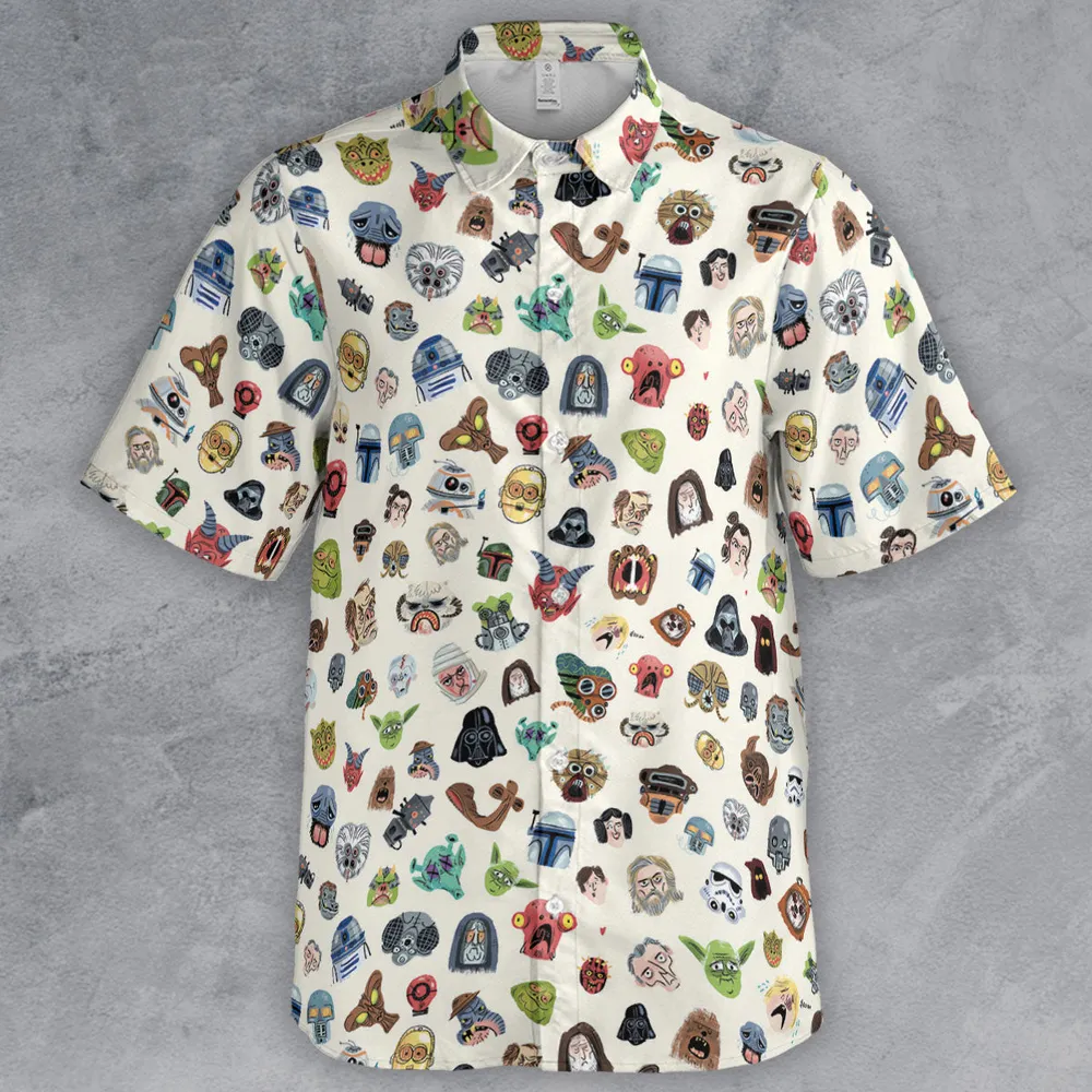 Star Wars Collage Pattern Button Down Shirt - 2