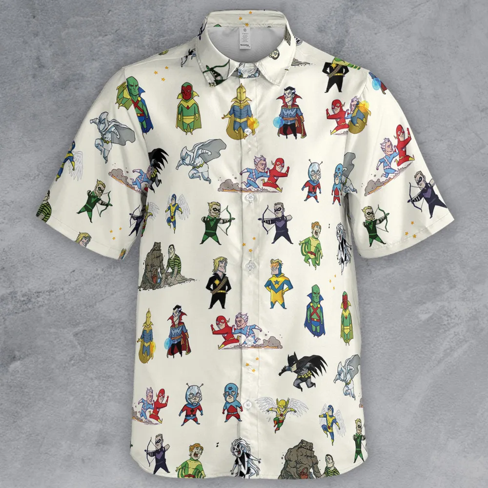 Chillin' and Battle Marvel vs DCU Button Down Shirt - 2