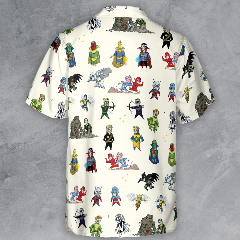 Chillin' and Battle Marvel vs DCU Button Down Shirt - 3