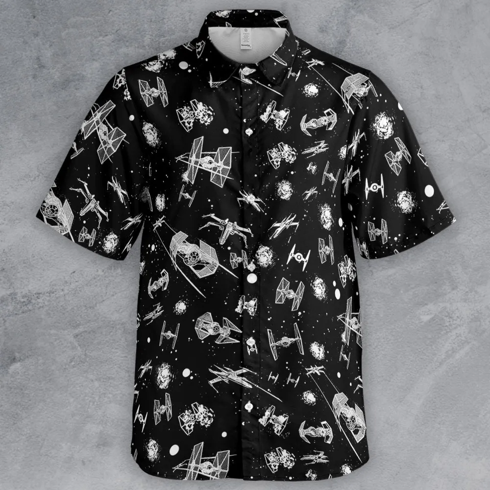 Space Ship Battle Star Wars Button Down Shirt - 2
