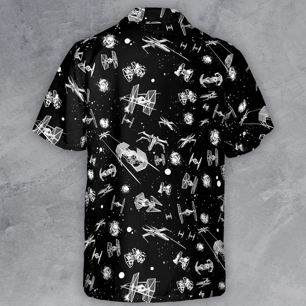Space Ship Battle Star Wars Button Down Shirt - 3