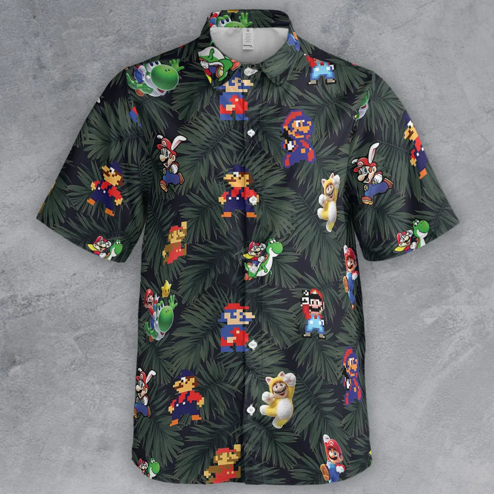 Tropical Mario Super Mario Button Down Shirt - 2
