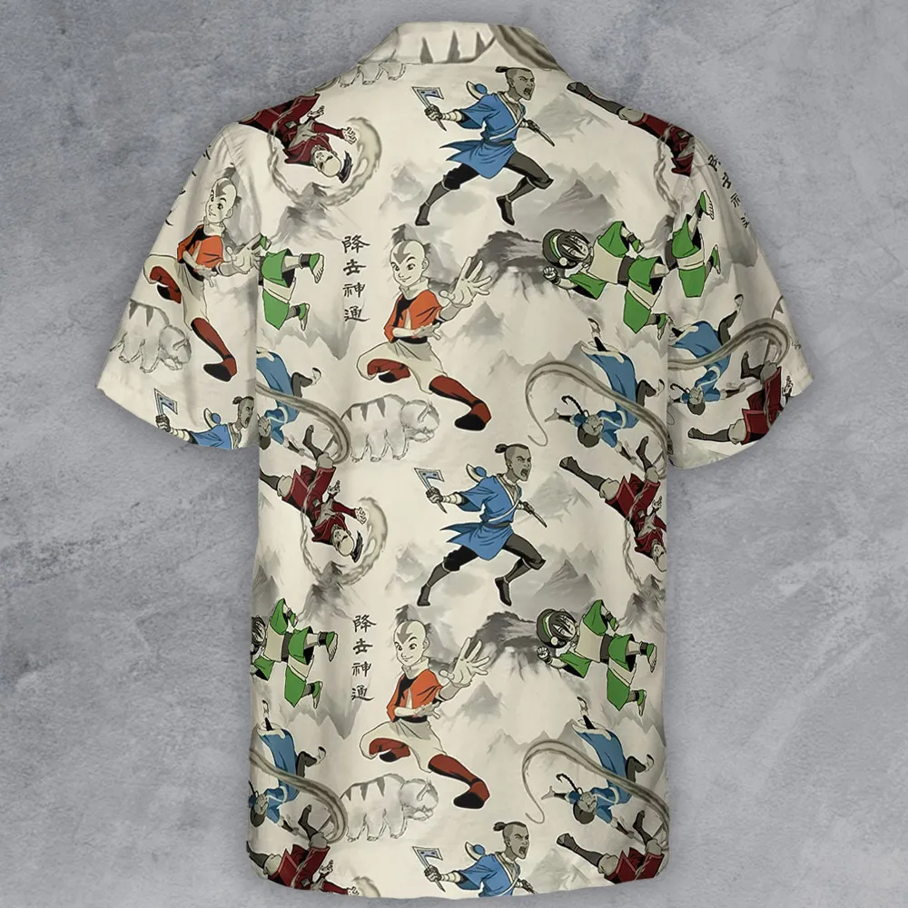 Aang Katara Toph Beifong Sokka Avatar The Last Airbender Button Down Shirt - 3