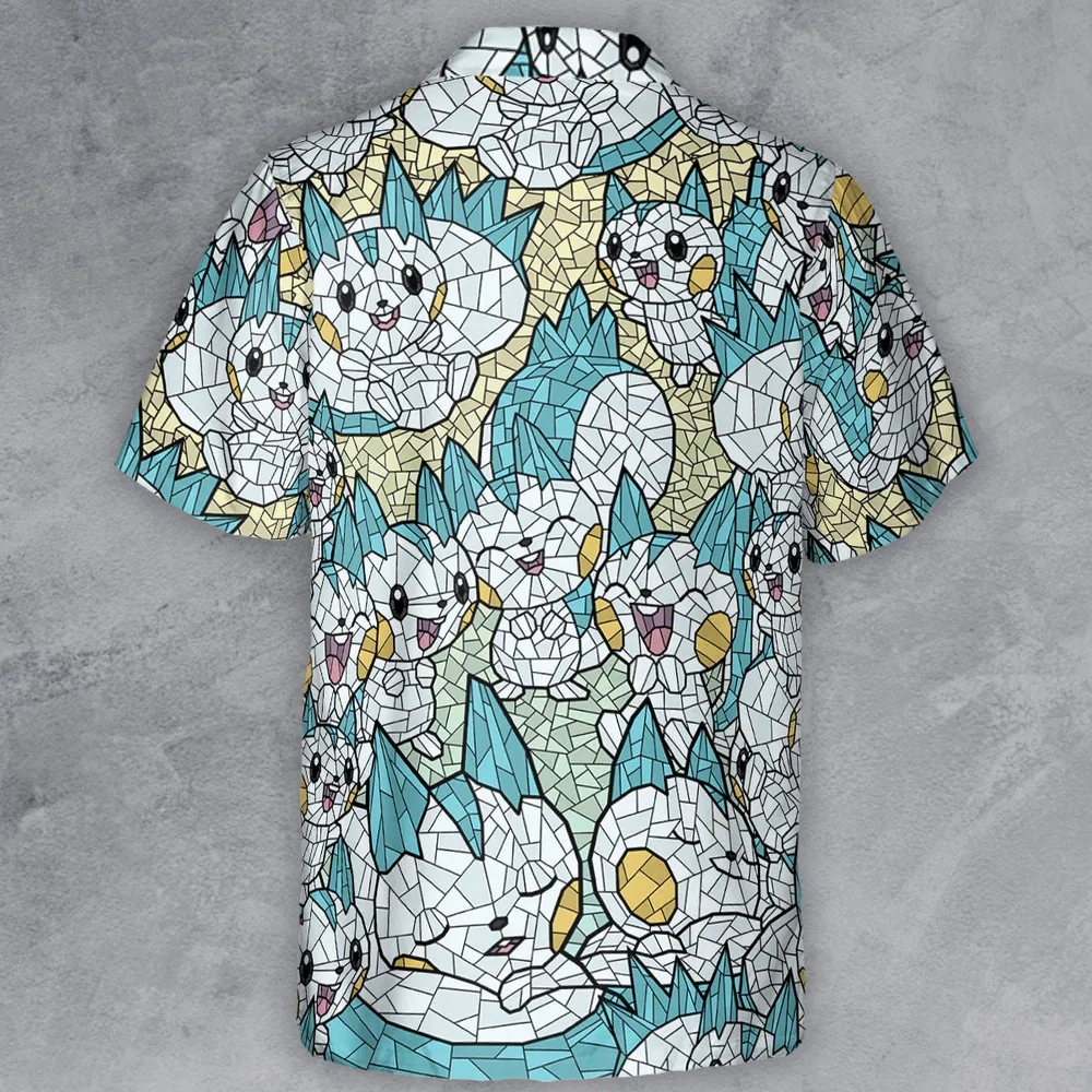 Pachirisu Stained Glass Pokemon Button Down Shirt - 3