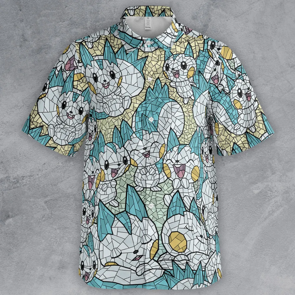 Pachirisu Stained Glass Pokemon Button Down Shirt - 2