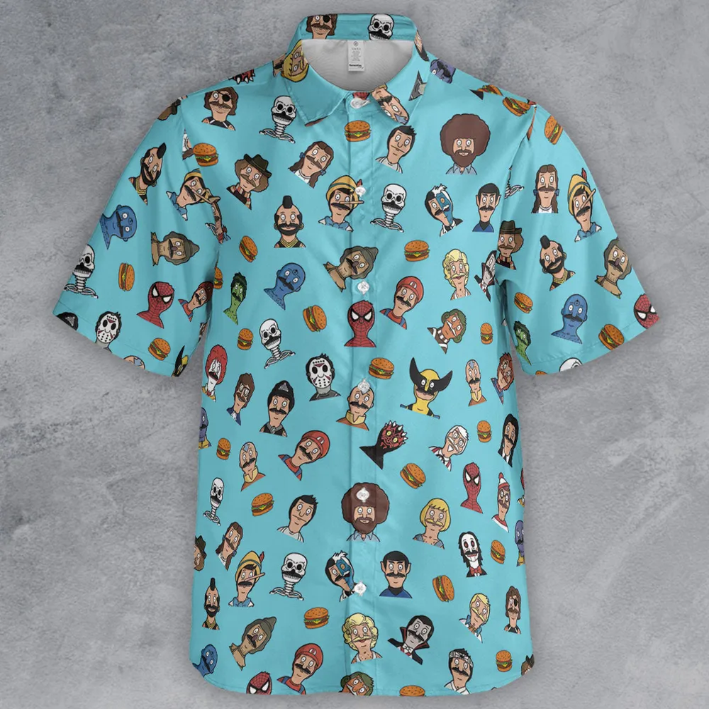Many Faces of Bob's Burger Button Down Shirt - 2