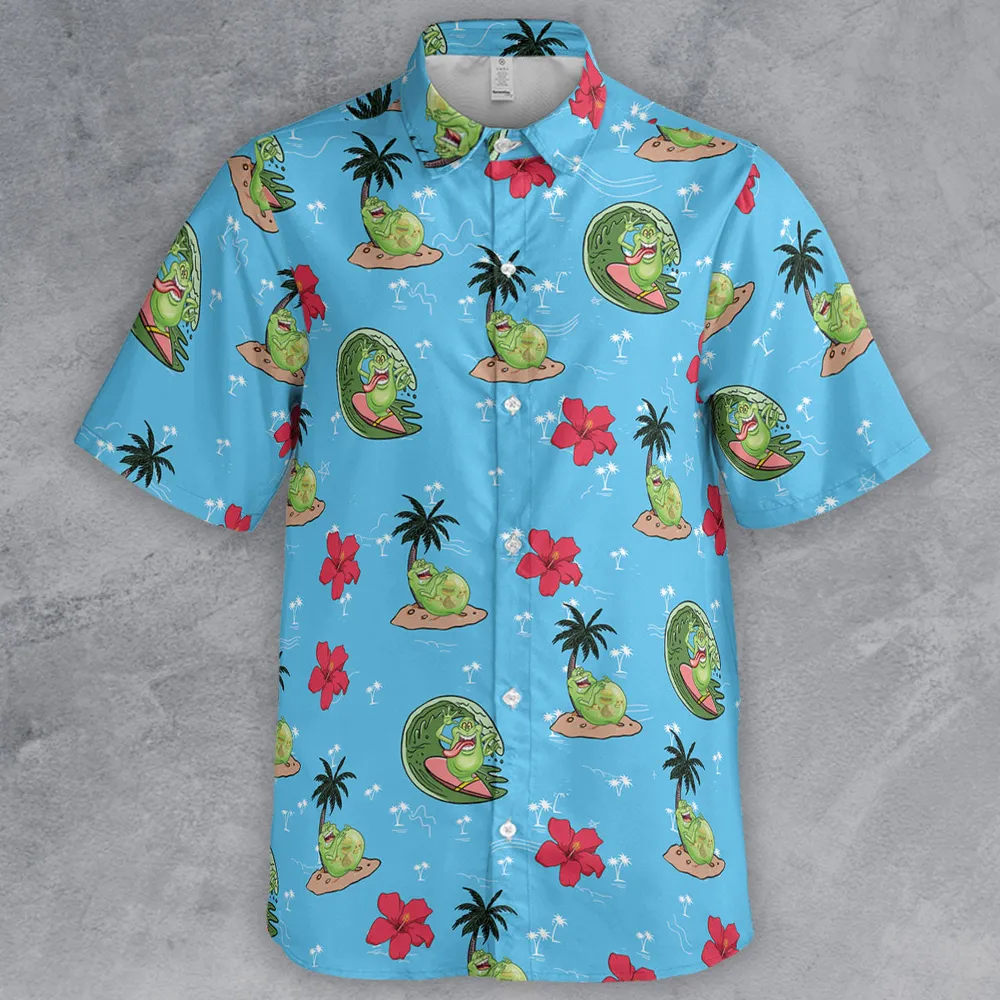 Ghostbusters Slimer Summer Vibes Button Down Shirt - 2