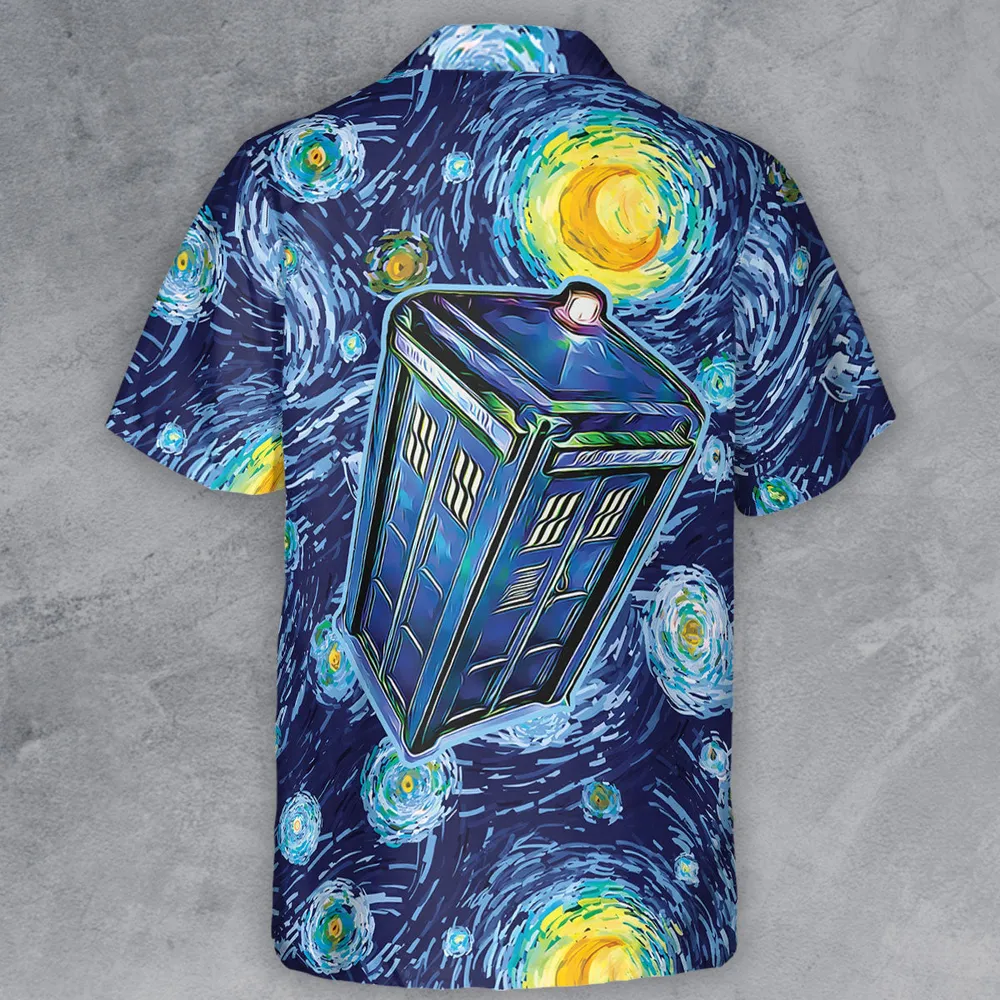 Tardis Starry Night Doctor Who Button Down Shirt - 3