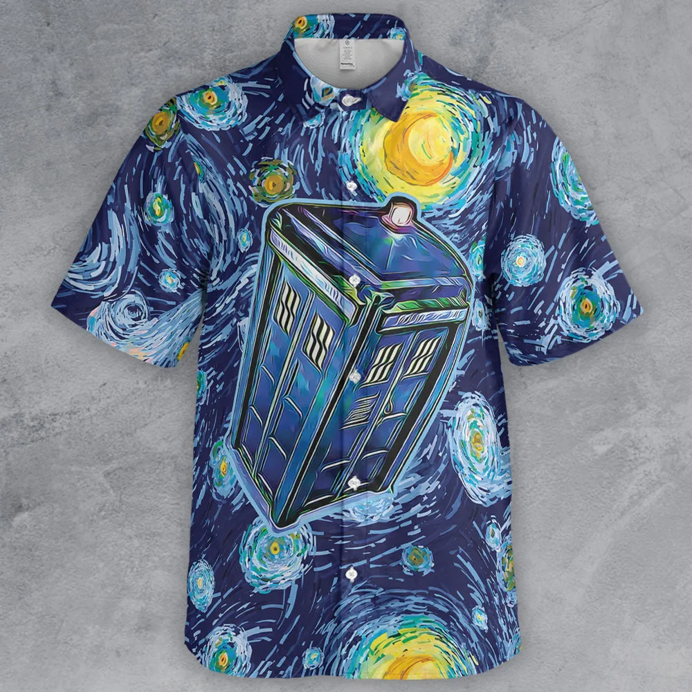 Tardis Starry Night Doctor Who Button Down Shirt - 2