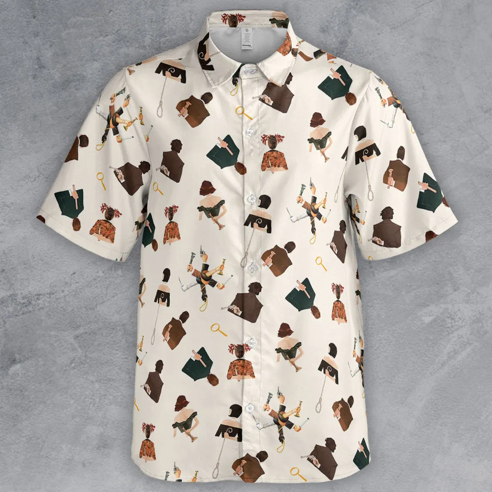 Clue The Movie Characters Pattern Button Down Shirt - 2