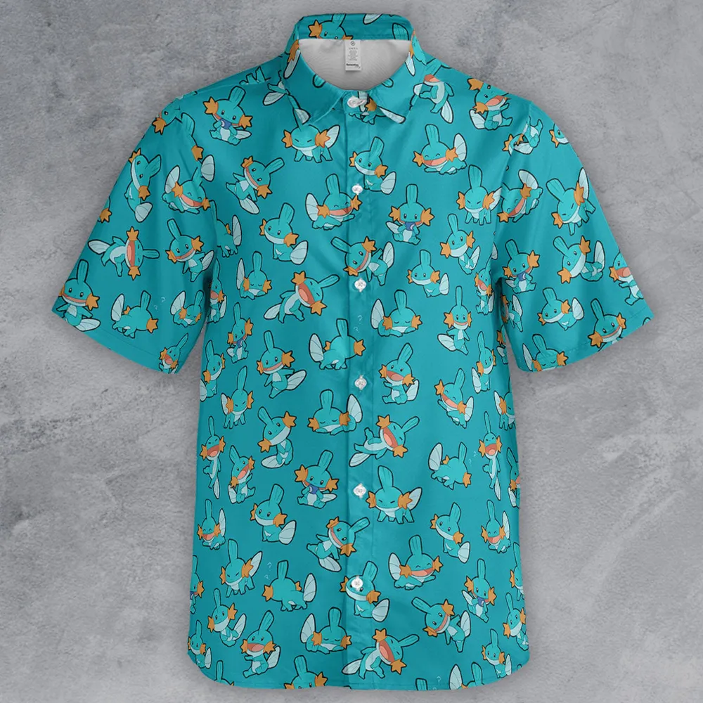 Cute Mudkips Pokemon Button Down Shirt - 2