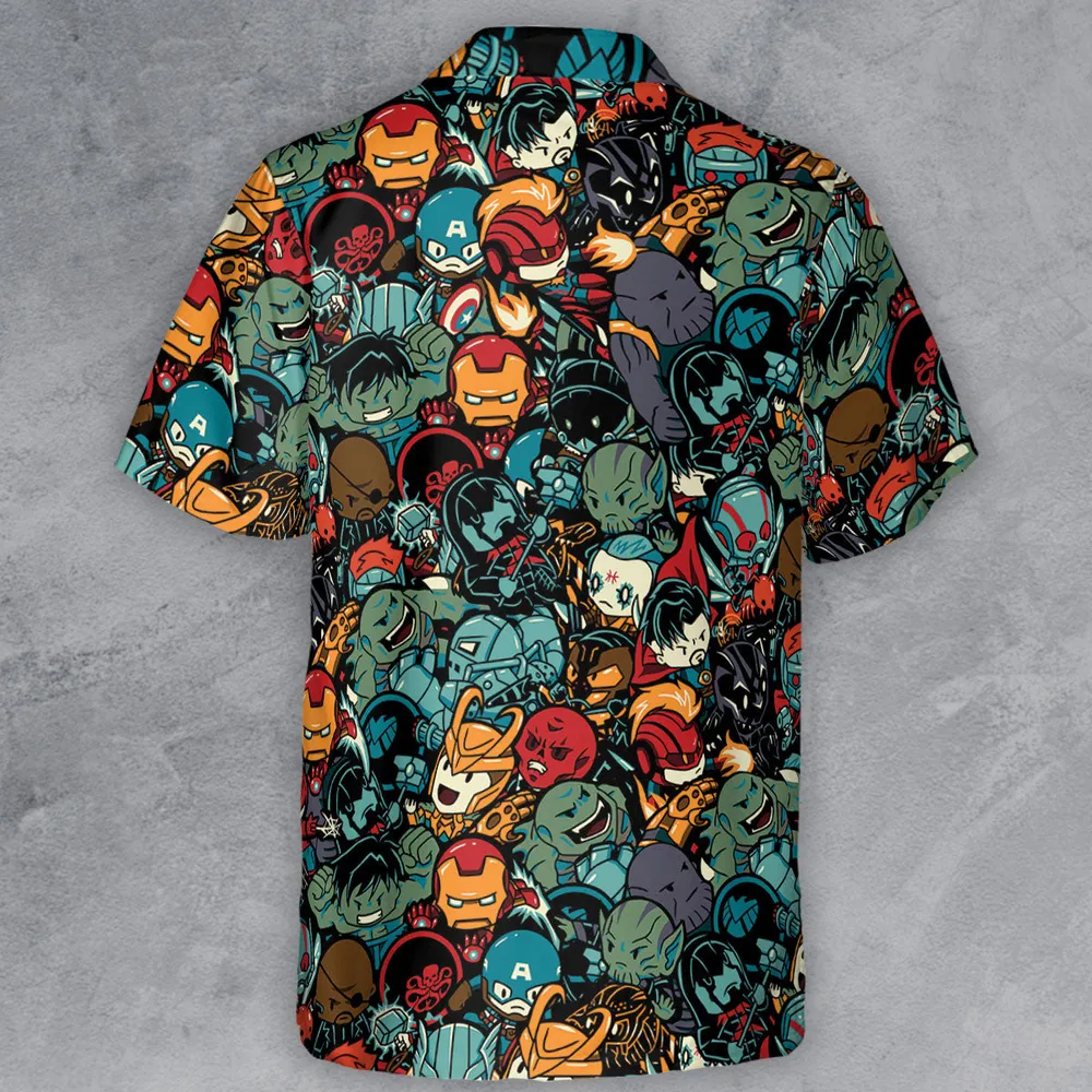Marvelous Chibi Characters Pattern Button Down Shirt - 3