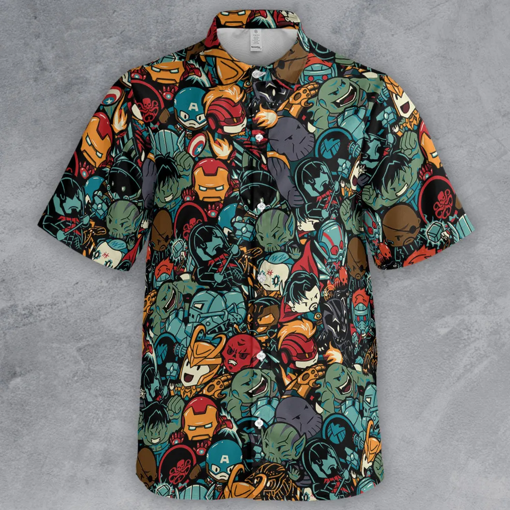 Marvelous Chibi Characters Pattern Button Down Shirt - 2