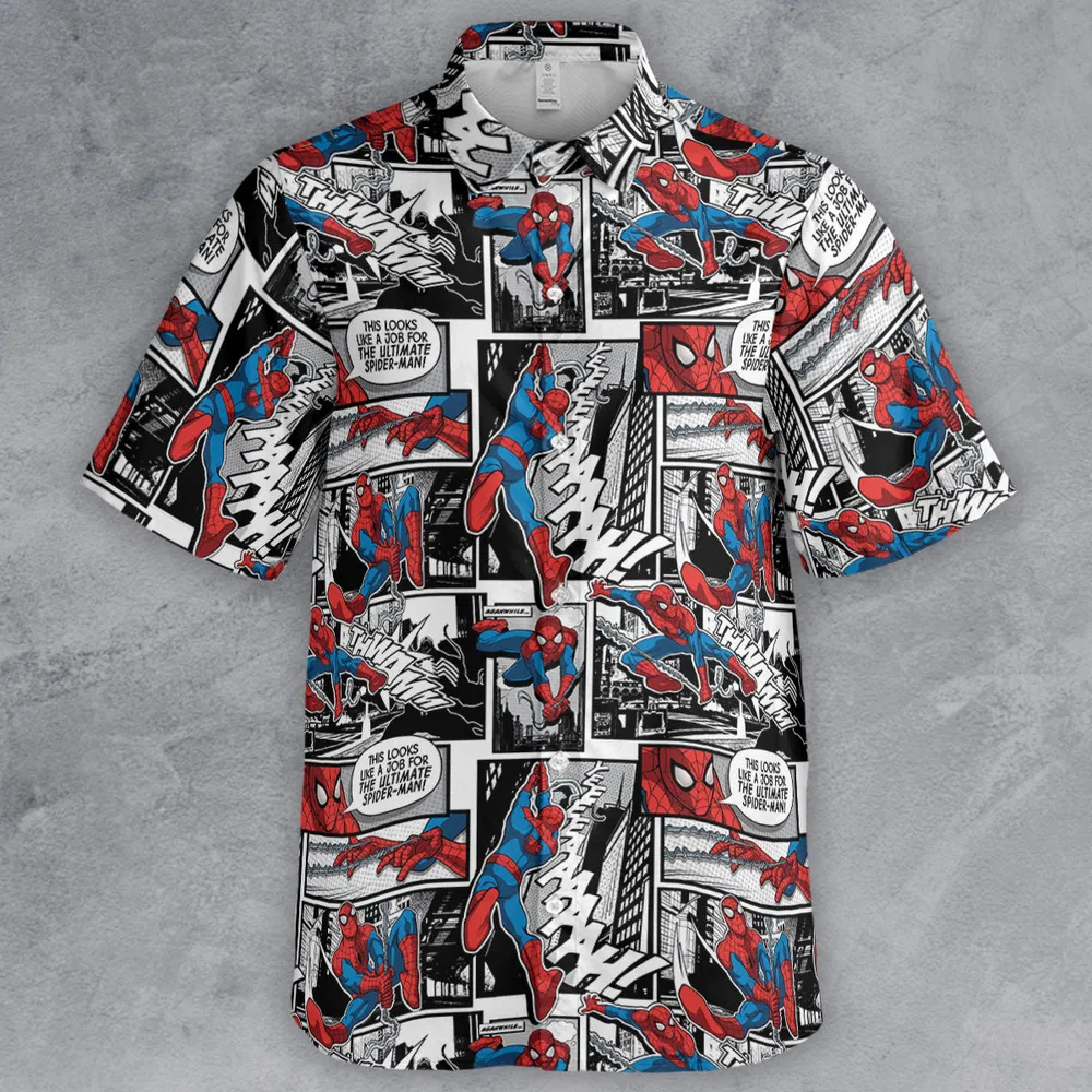 Spider Man Comic Pattern Button Down Shirt - 2