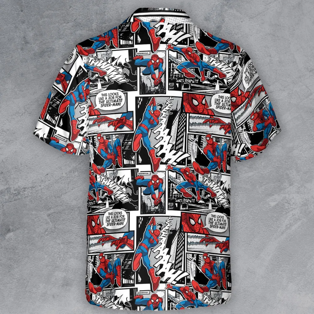 Spider Man Comic Pattern Button Down Shirt - 3