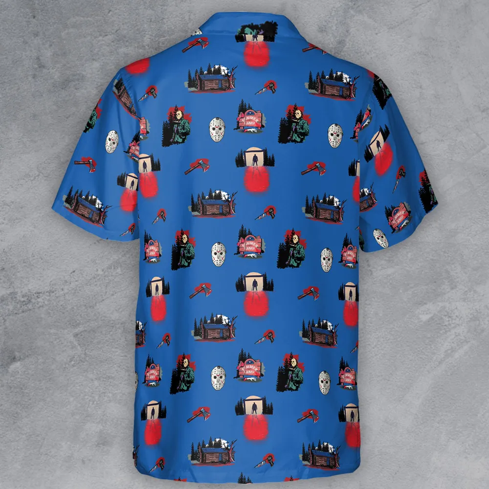Jason Vorhees Camp Crystal Lake Halloween Button Down Shirt - 3