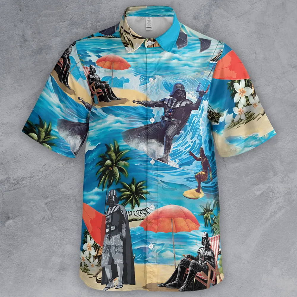 Darth Vader Surfing Button Down Shirt - 2