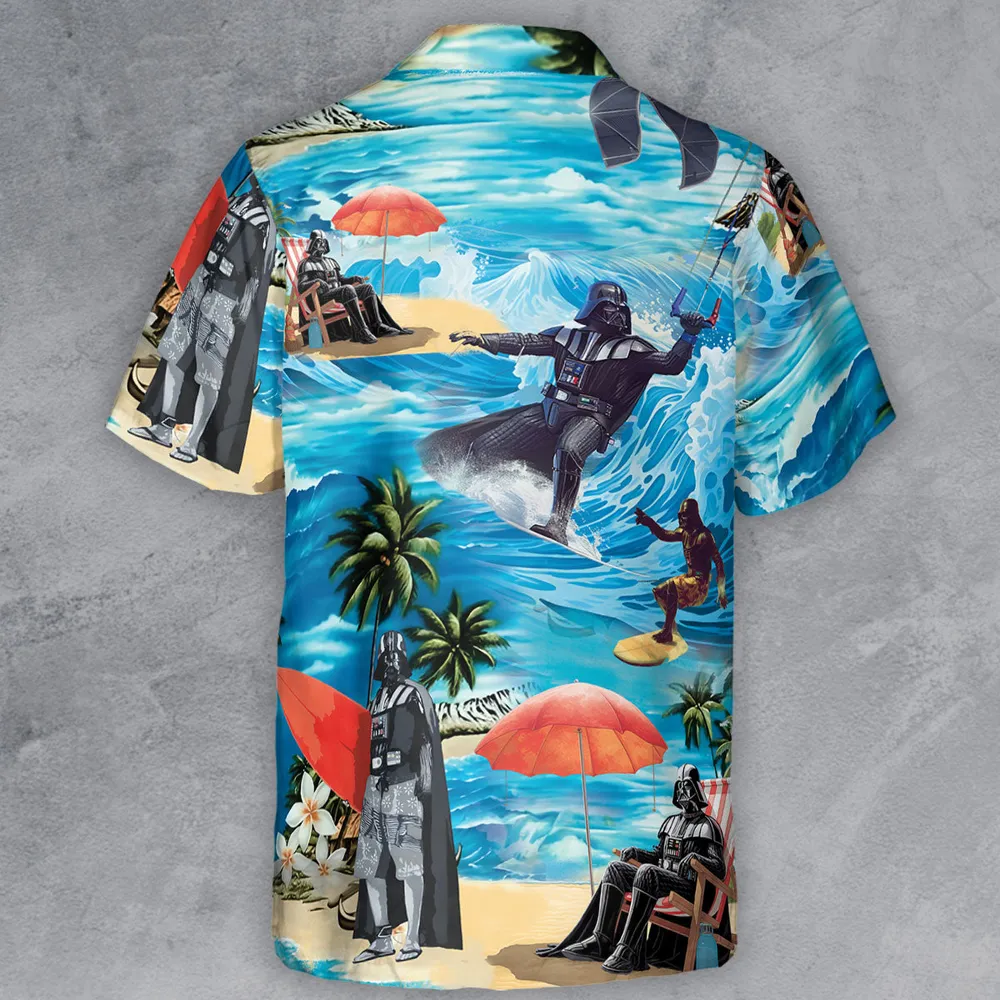 Darth Vader Surfing Button Down Shirt - 3