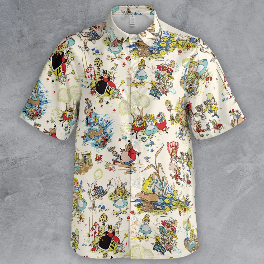 Alice In Wonderland Pattern Button Down Shirt - 2