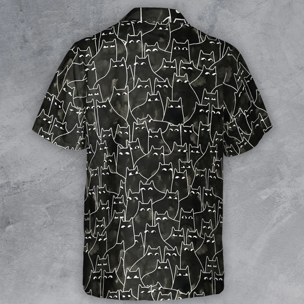 Suspicious Cats Funny Cat Button Down Shirt - 3