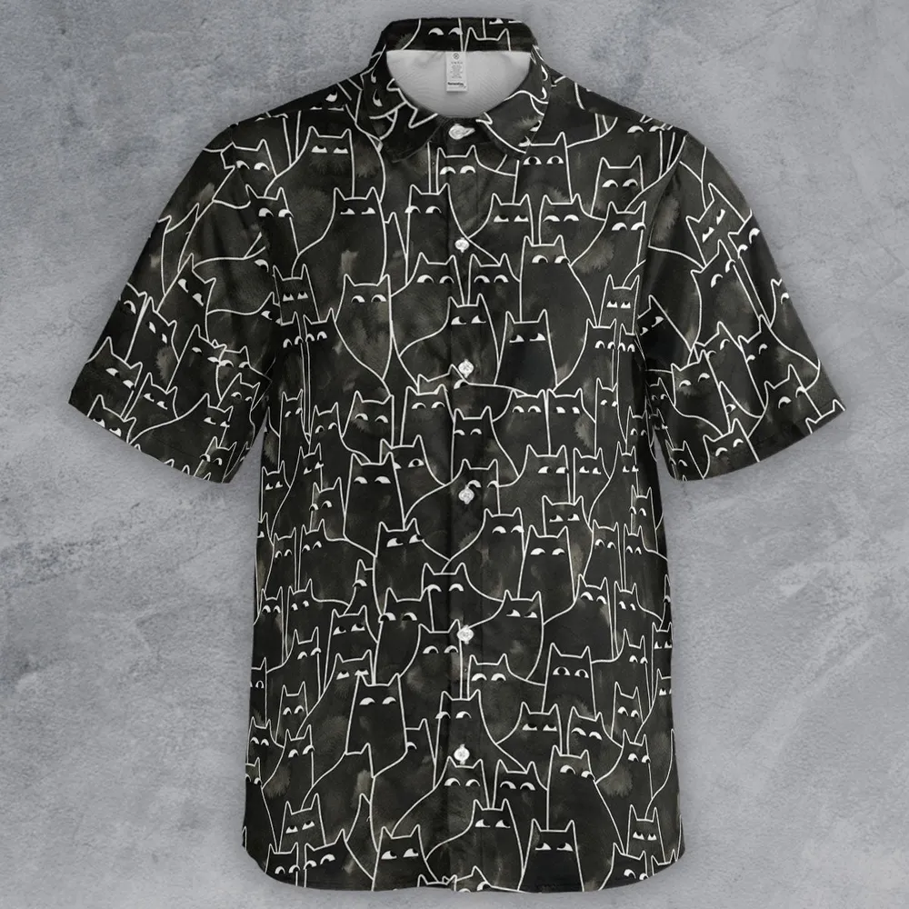 Suspicious Cats Funny Cat Button Down Shirt - 2