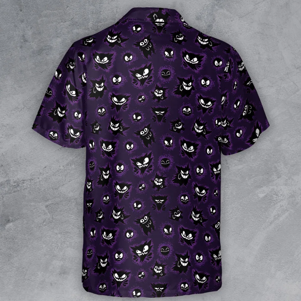 Gastly Haunter and Gengar Pokemon Pattern Button Down Shirt - 3