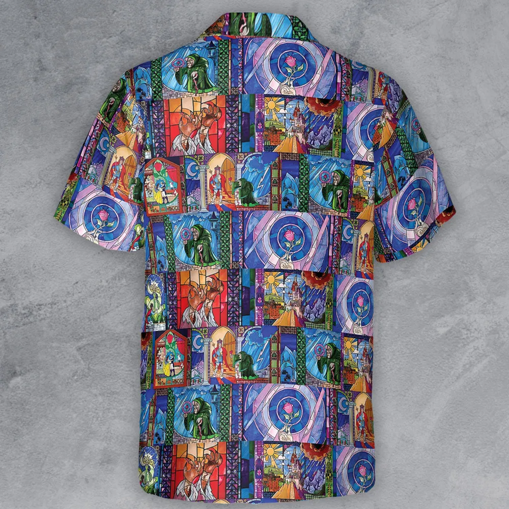 Beauty And The Beast Story Windows Button Down Shirt - 3