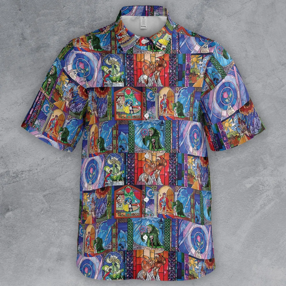 Beauty And The Beast Story Windows Button Down Shirt - 2